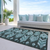 8' X 10' Teal Blue Aqua And Charcoal Southwestern Washable Indoor Outdoor Area Rug