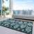 8' X 10' Teal Blue Aqua And Charcoal Southwestern Washable Indoor Outdoor Area Rug