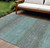 9' X 12' Teal Blue And Brown Geometric Washable Indoor Outdoor Area Rug - Teal Blue, Brown