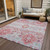 9' X 12' Blush Sky Blue And Brown Oriental Washable Indoor Outdoor Area Rug