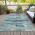 8' X 10' Sage Teal Blue And Navy Blue Abstract Washable Indoor Outdoor Area Rug