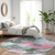 8' Teal Blue And Aqua Round Floral Washable Indoor Outdoor Area Rug