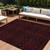 10' X 14' Red And Black Medallion Washable Indoor Outdoor Area Rug