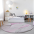 8' Round Gray and Pink Round Abstract Washable Non Skid Indoor Outdoor Area Rug
