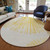 8' Gold And Ivory Round Abstract Washable Indoor Outdoor Area Rug - Gold, Ivory