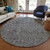 8' Charcoal And Silver Round Floral Washable Indoor Outdoor Area Rug