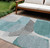10' X 14' Teal Blue And Gray Abstract Washable Indoor Outdoor Area Rug - Teal Blue, Gray