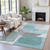 10' X 14' Teal Blue And Gray Abstract Washable Indoor Outdoor Area Rug - Teal Blue, Gray