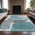 10' X 14' Teal Blue And Gray Abstract Washable Indoor Outdoor Area Rug - Teal Blue, Gray