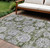 8' X 10' Olive Green And Gray Floral Washable Indoor Outdoor Area Rug