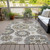 10' X 14' Beige Taupe And Brown Floral Medallion Washable Indoor Outdoor Area Rug