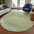 8' Green And Ivory Round Geometric Washable Indoor Outdoor Area Rug Transitional Style - Green, Ivory Color