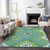 10' X 14' Lime Green Aqua And Ivory Tribal Washable Indoor Outdoor Area Rug