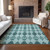 10' X 14' Teal Blue Aqua And Charcoal Moroccan Washable Indoor Outdoor Area Rug