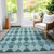 10' X 14' Teal Blue Aqua And Charcoal Moroccan Washable Indoor Outdoor Area Rug