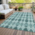 10' X 14' Teal Blue Aqua And Charcoal Moroccan Washable Indoor Outdoor Area Rug