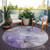 8' Purple Eggplant And Ivory Round Abstract Washable Indoor Outdoor Area Rug