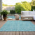 10' X 14' Teal Blue And Ivory Geometric Washable Indoor Outdoor Area Rug Transitional Style - Teal Blue, Ivory Color