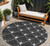 8' Black Gray And Ivory Round Geometric Washable Indoor Outdoor Area Rug - Black, Gray, Ivory