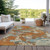 10' X 14' Copper And Orange Abstract Washable Indoor Outdoor Area Rug - Copper, Orange