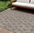 10' X 14' Ivory Taupe And Beige Floral Washable Indoor Outdoor Area Rug