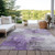 8' X 10' Purple Eggplant And Ivory Abstract Washable Indoor Outdoor Area Rug