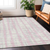 8' X 10' Pink Gray And Ivory Striped Washable Indoor Outdoor Area Rug