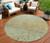 8' Artichoke Green Ivory And Brown Round Abstract Washable Indoor Outdoor Area Rug