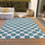 10' X 14' Teal Blue And Ivory Polka Dot Washable Indoor Outdoor Area Rug