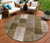 8' Brown And Ivory Round Patchwork Washable Indoor Outdoor Area Rug