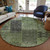 8' Olive Green And Gray Round Patchwork Washable Indoor Outdoor Area Rug