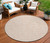 8' Peach And Beige Round Geometric Washable Indoor Outdoor Area Rug