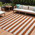 8' X 10' Orange Striped Washable Non Skid Indoor Outdoor Area Rug - Orange