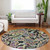 8' Black And Artichoke Green Round Paisley Washable Indoor Outdoor Area Rug