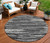 8' Black And Ivory Round Striped Washable Indoor Outdoor Area Rug - 608219143510