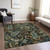 8' X 10' Black and Gold Paisley Washable Non Skid Indoor Outdoor Area Rug