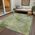 9' X 12' Green Blue And Gray Abstract Washable Indoor Outdoor Area Rug