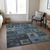 10' X 14' Blue Gray And Charcoal Geometric Washable Indoor Outdoor Area Rug