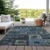 10' X 14' Blue Gray And Charcoal Geometric Washable Indoor Outdoor Area Rug