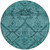 8' Teal Blue And Aqua Round Floral Washable Indoor Outdoor Area Rug - Teal Blue, Aqua