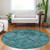 8' Teal Blue And Aqua Round Floral Washable Indoor Outdoor Area Rug - Teal Blue, Aqua