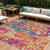 9' X 12' Blush Orange And Teal Blue Abstract Washable Indoor Outdoor Area Rug