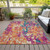 9' X 12' Blush Orange And Teal Blue Abstract Washable Indoor Outdoor Area Rug