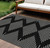 10' X 14' Black And Ivory Geometric Washable Indoor Outdoor Area Rug Transitional Style - Black, Ivory Color
