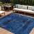 10' X 14' Blue And Charcoal Floral Washable Indoor Outdoor Area Rug