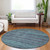 8' Teal Blue And Gray Round Striped Washable Indoor Outdoor Area Rug - Teal Blue, Gray