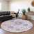 8' Blush Lavender And Purple Round Floral Washable Indoor Outdoor Area Rug