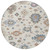 8' Ivory Brown And Blue Round Floral Washable Indoor Outdoor Area Rug