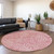 8' Blush And Ivory Round Abstract Washable Indoor Outdoor Area Rug - 880016644890