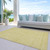 9' X 12' Yellow Gold And Ivory Floral Washable Indoor Outdoor Area Rug